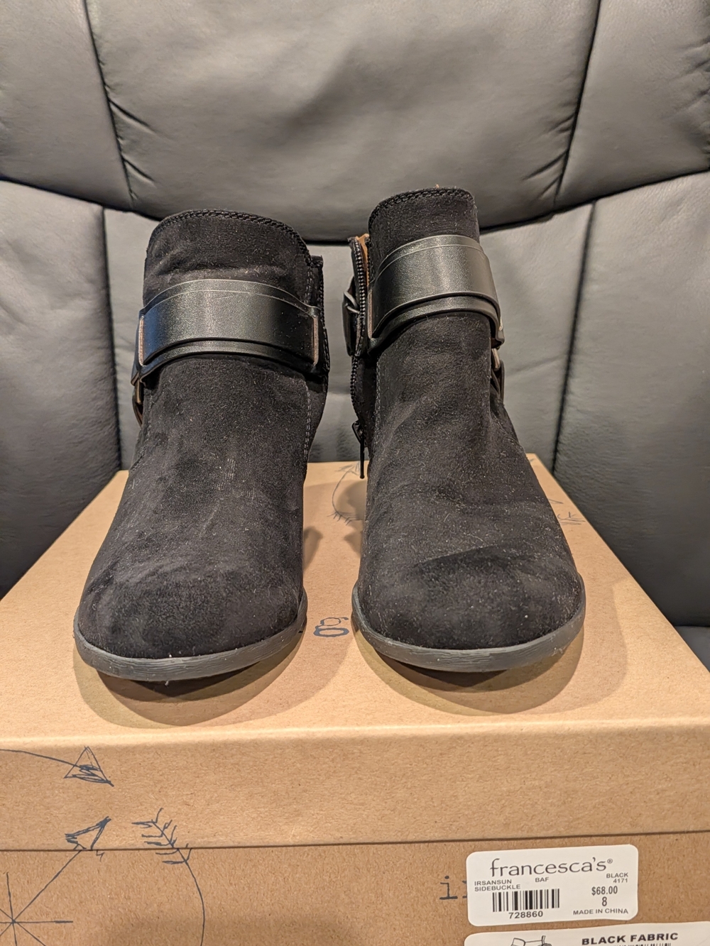 Indigo Road Black Suede Ankle Boots with Buckle